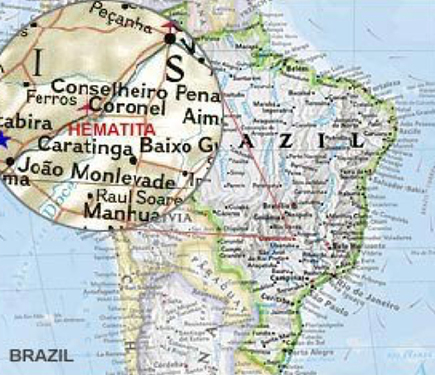 map of Brazilian mining areas out the Alexandrites