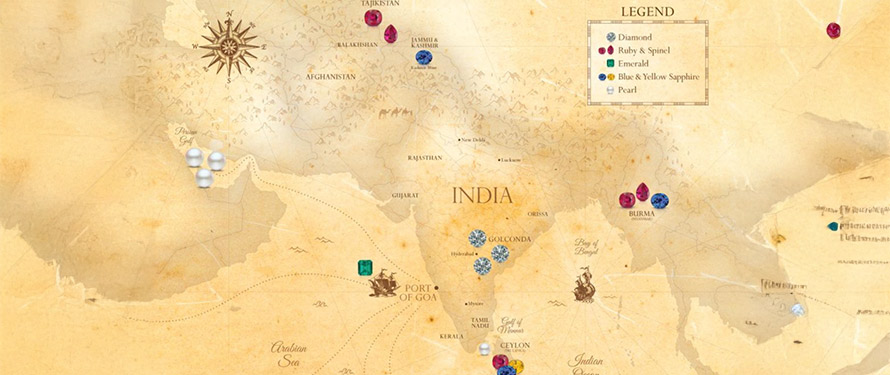 map of gem mines in Asia