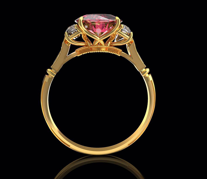 Padparadscha Sapphire Engagement Ring
