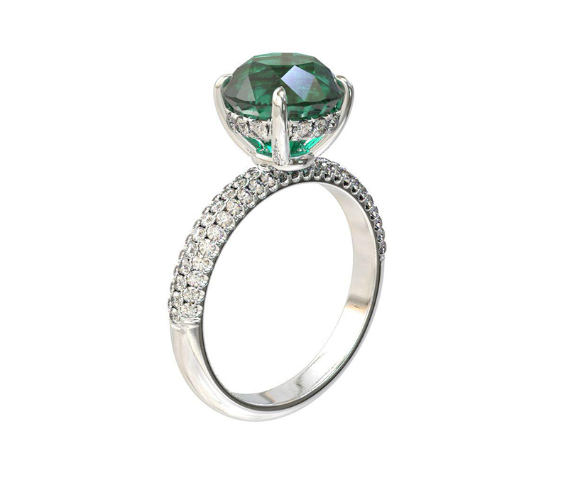 Tsavorite & Diamond Ring